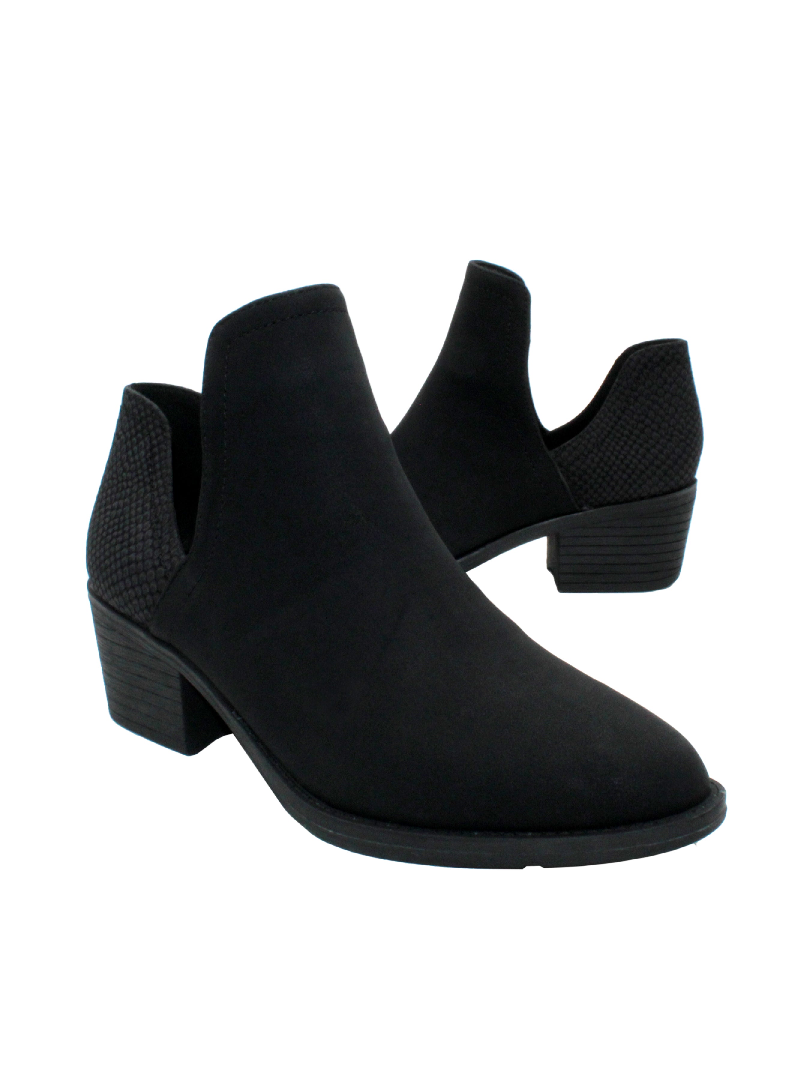 Our fan favorite CHRONICLE bootie by Volatile has been crafted in exotic materials, embossed faux croco or multicolored faux snake, for the new fall season. The upper features an attractive open shank that complement dresses and jeans alike. The padded insole is stationed atop a flexible and sturdy rubber outsole.