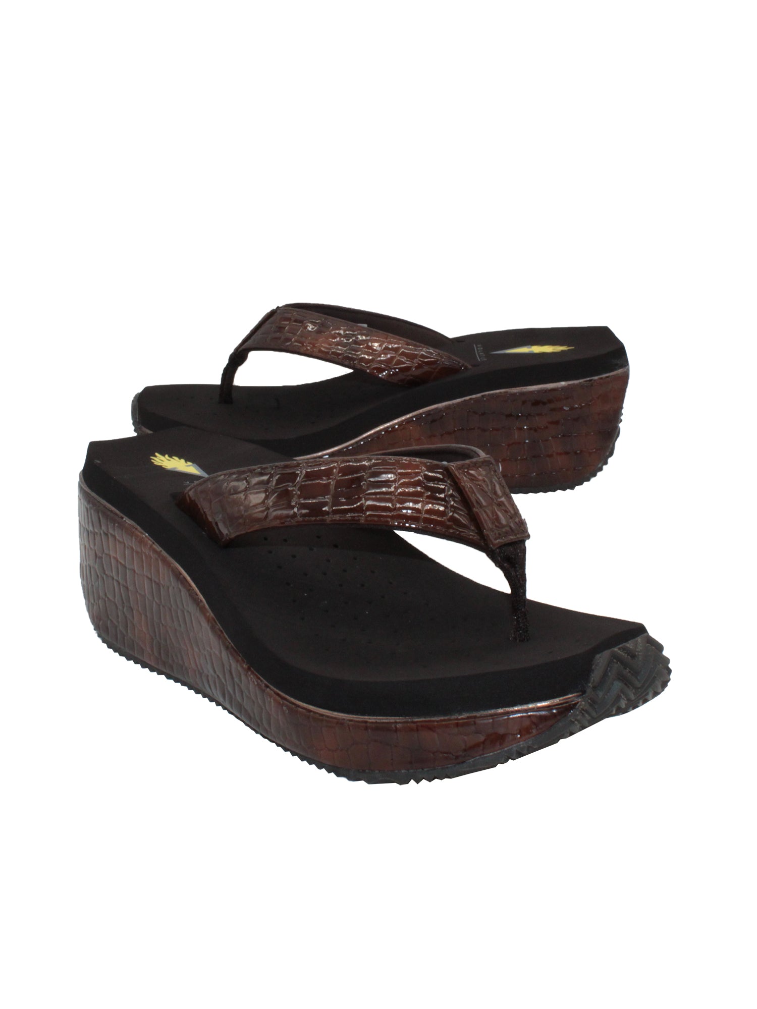 Brown wedge store flip flops