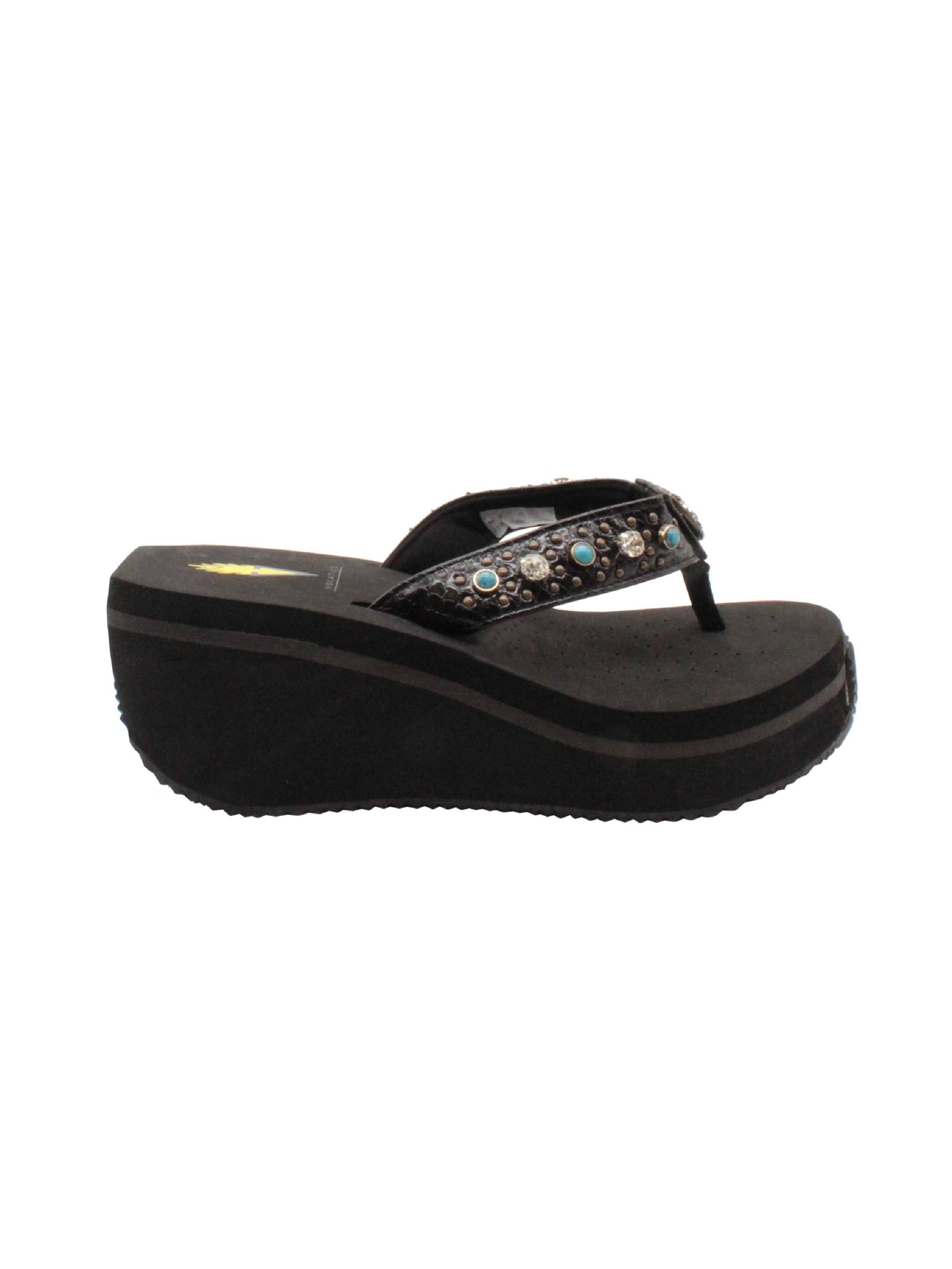 Vera Wang Simply Vera Beaded Thong Wedge Sandals Black Women Size 10 | eBay